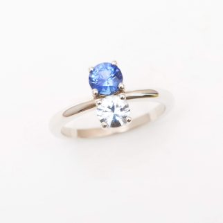 Toi et Moi - Saphir Vivid Blue et Saphir Blanc