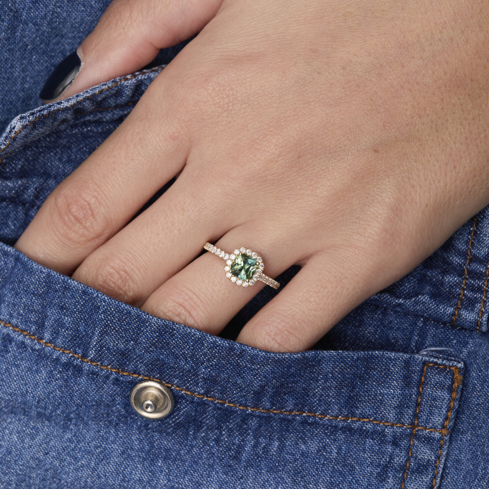 Bague Jaffna - Saphir Vert 1.12 carats - Image 2