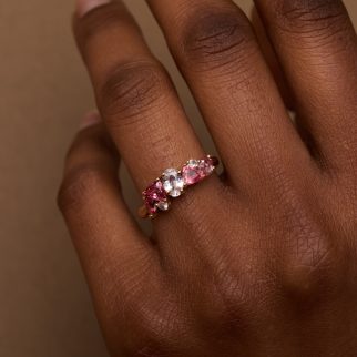 Bague Constellation - Saphir Pêche et Spinelle Mahenge