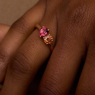 Toi et Moi - Spinelle Mahenge et Saphir orange