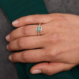 Bague Jaffna Art Deco - Saphir Teal 1,15 carats