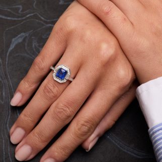 Bague Jaffna Art déco - Saphir Peacock 1.89 carats