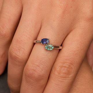 Toi et Moi - Saphir Royal Blue et Tourmaline Paraïba