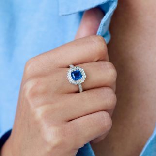 Bague Jaffna Art déco - Saphir Peacock 1.61 carats