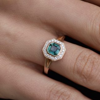 Bague Jaffna Art Déco - Saphir Teal 1.11 carats