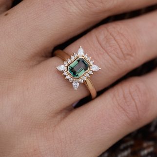 Bague Ella  Art Déco - Saphir Teal 1.12 carats