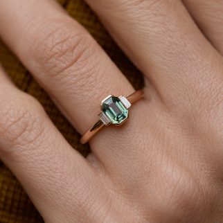 Bague Elahera Art Déco - Saphir Teal 1.06 carats