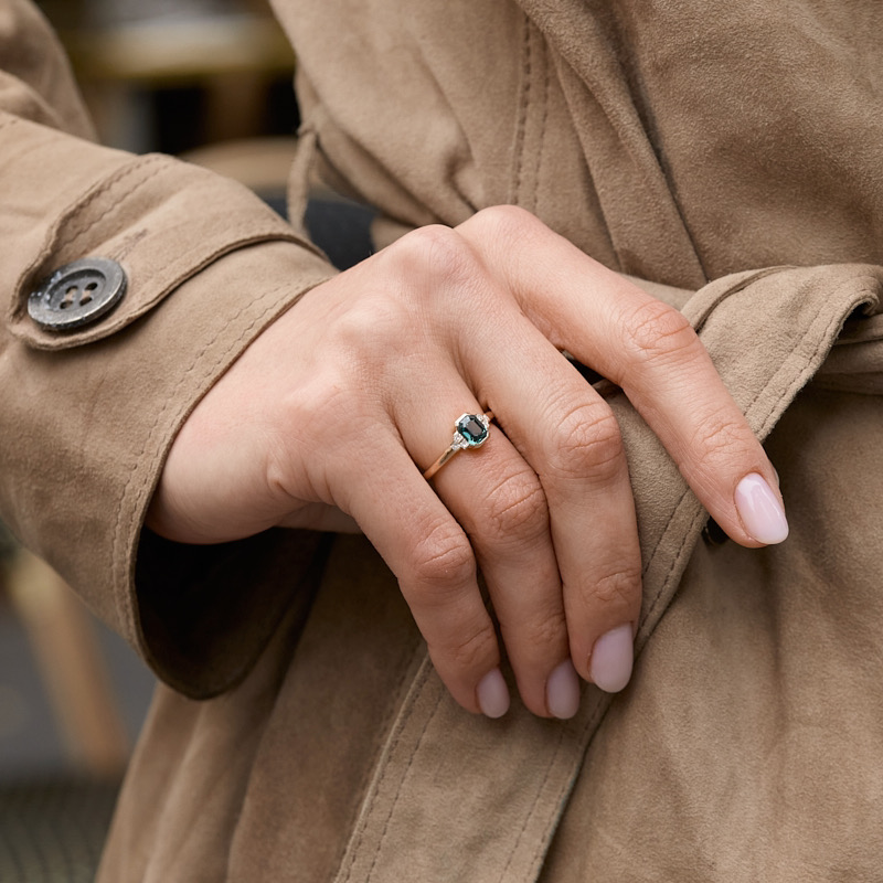 Bague Althea Art Déco - Saphir Teal 1.07 carats - Image 3