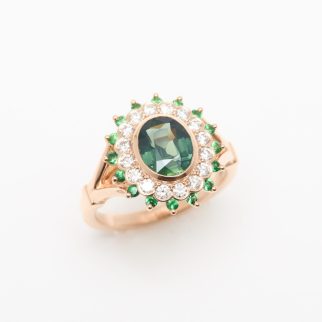 Bague Colombo Art Deco - Saphir Teal 1.62 carats