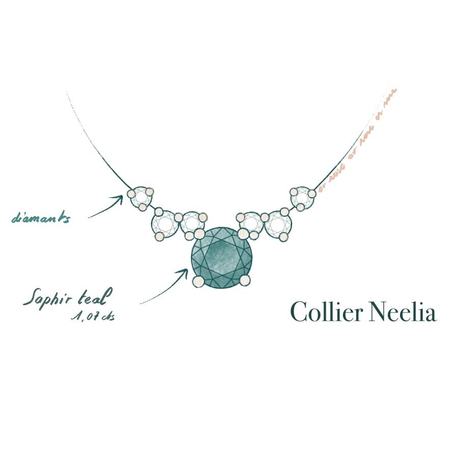 Collier Neelia - Saphir Teal 1.07 carats - Image 2