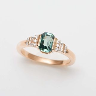 Bague Esmeralda Art Déco - Saphir Teal 1.23 carats