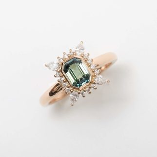 Bague Ella  Art Déco - Saphir Teal 1.12 carats